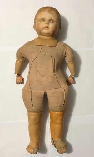 Boneca Antiga De Papelão Feito A Mão Década De 20