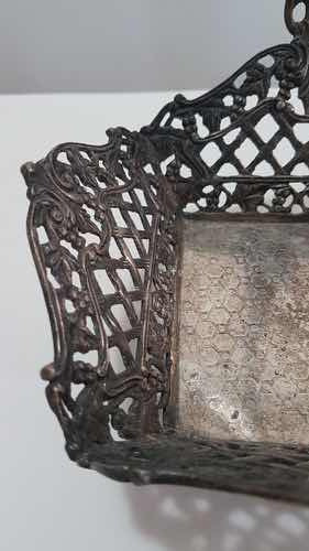 Cesta Antiga De Metal Cor Prata