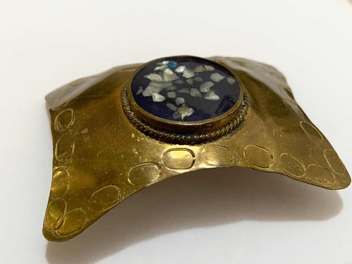 Antigo Broche Dourado Com Pedras