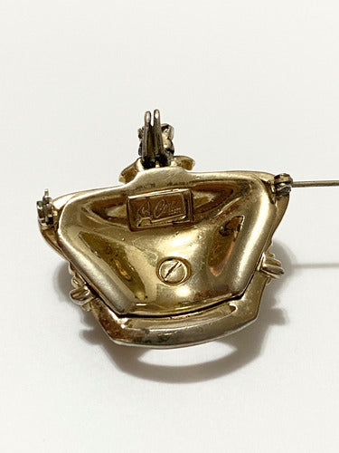 Broche Antigo Coroa Jubileu De Ouro Core Craft Com Pedras