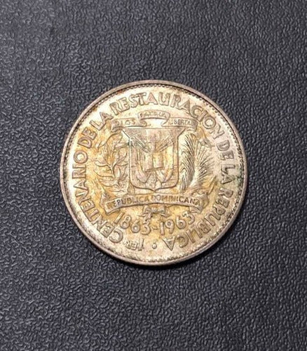 Moeda Antiga 1963 Republica Dominicana 25 Centavos
