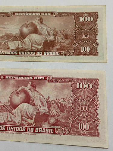 Cédulas Antigas Brasil 100 Cem Cruzeiros Lote 2