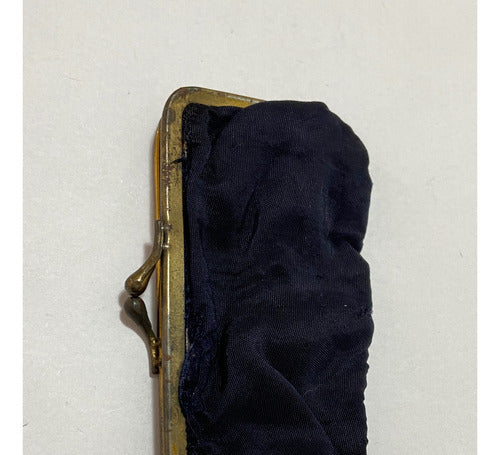 Bolsinha Porta Moedas Antiga Preta E Dourada