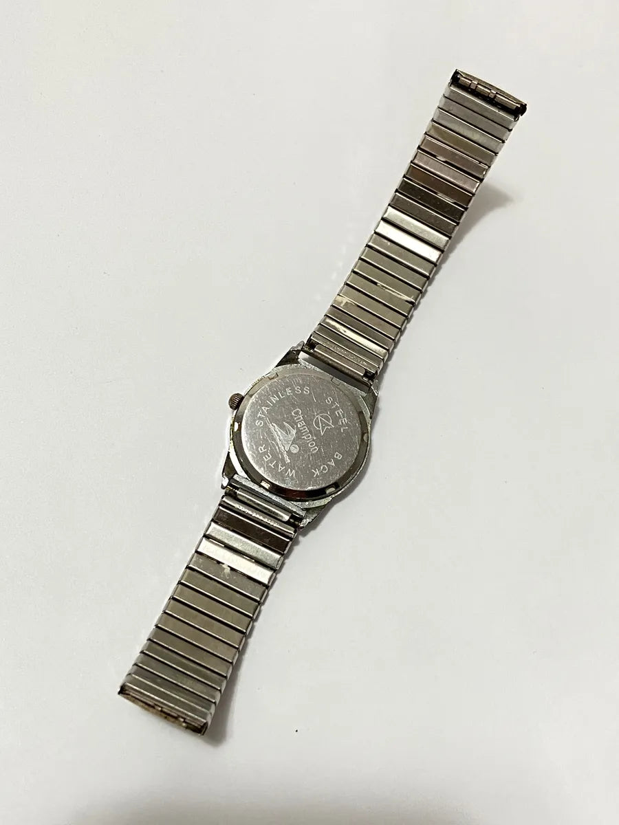 Relógio Antigo Champion Quartz Pulseira Aço Cor Prata Prateado