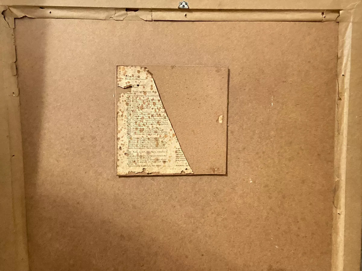 Quadro Gravura Abstrata Numerada Assinada Claude Loriou Única Marrom