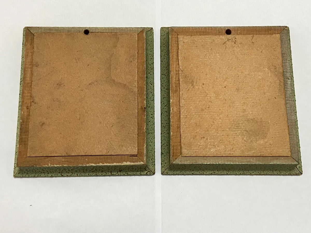 Quadros Japoneses Antigos Gueixas - Par Colorido Verde