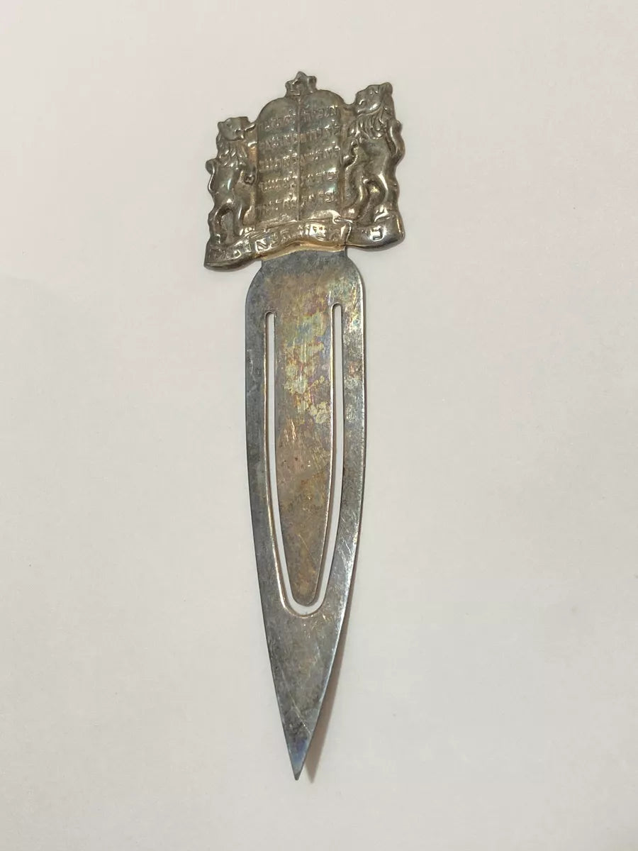 Abridor De Cartas Antigo Prata 925 Com Placa Judaica