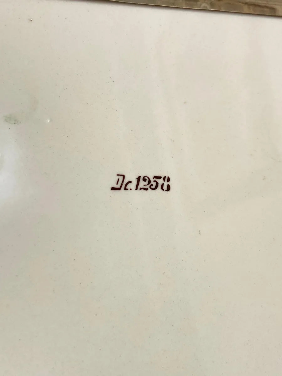 Antiga Bandeja Em Faiança Europeia Decorada À Mão Com Flores