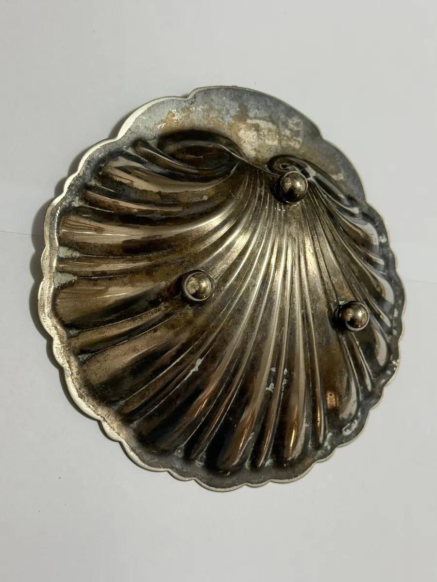 Porta Joias Objeto Antigo Em Forma De Concha C/ Coroa Prata