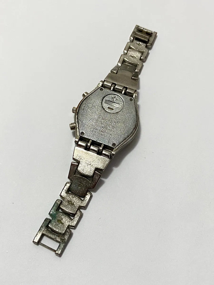 Relógio Swatch Swiss Suiço Antigo Com Cristais Prateado