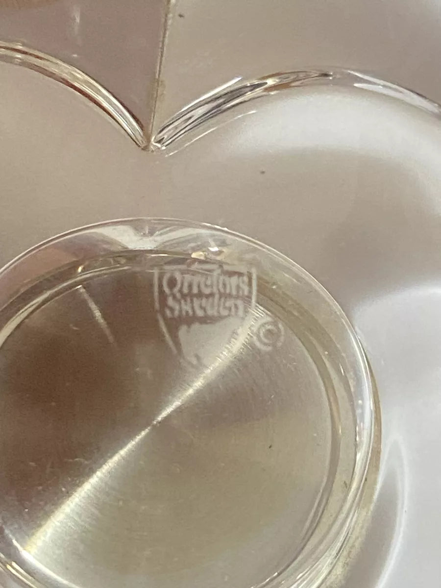Relógio De Mesa Antigo Coração Em Cristal Sueco Orrefors
