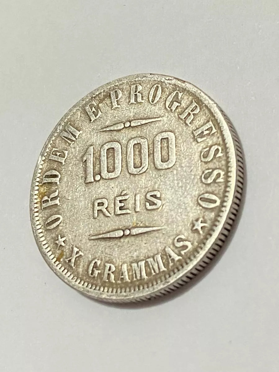Moeda Antiga Brasil 1000 Réis 1908 Prata