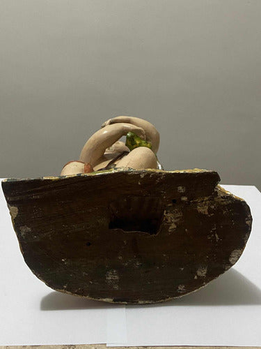 Escultura Antiga Asiática Clássica Menino Sentado 29cm