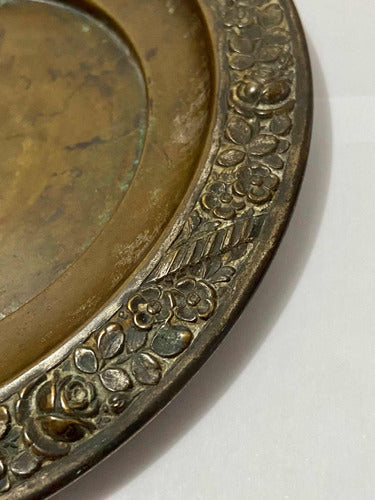 Prato Antigo De Bronze Francês Com Desenhos