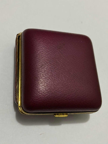 Closed vintage leather watch case in burgundy with gold trim for 15 jewels Shanghai China watch storage