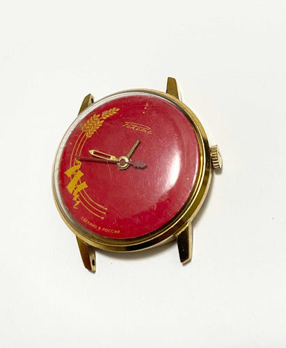 Relógio Antigo Raketa Fabricado Na Russia Dourado E Vermelho