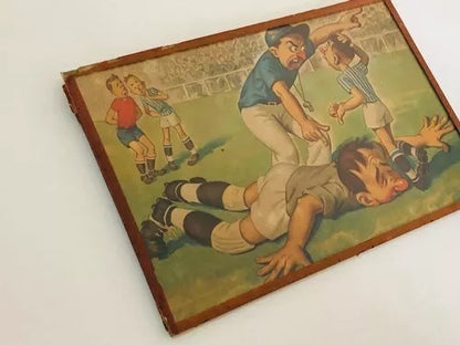 Antigo Quadro Futebol Jogador Arbitro Falta