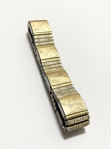 Pulseira Antiga Elástica Japão Com Desenhos Dourada E Prata