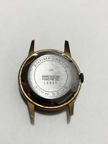 Relógio Antigo Suíço Preto E Dourado De Luxe Antimagnetic