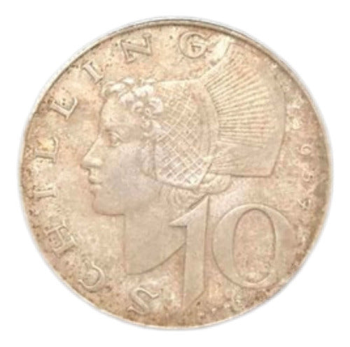Antiga Moeda De Prata Austria 1957 10 Shillings