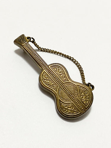 Broche Antigo Violão Dourado