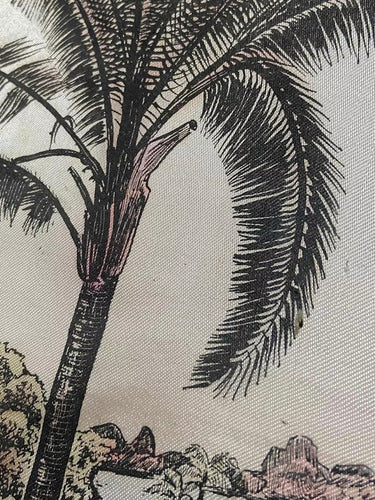 Quadro Antigo Pintura Sobre Seda Coqueiros Assinado