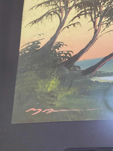 Quadro Antigo Pintura Litorânea Pôr Do Sol Assinado