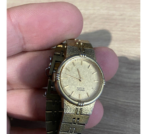 Relógio Antigo Seiko Quartz Dourado Japan 1400-0250