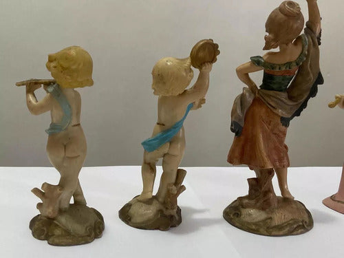 Esculturas Antigas Musical Anjos Figura Violino Flauta