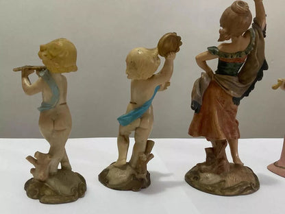 Esculturas Antigas Musical Anjos Figura Violino Flauta