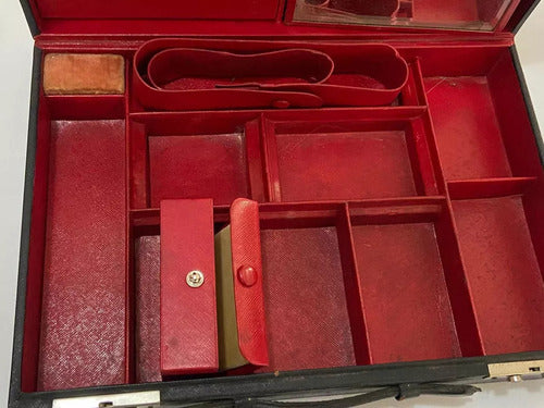 Mala De Mão Maleta Antiga De Acessórios Com Espelho