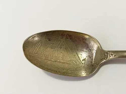 Talher Colher Antiga De Prata Com Imagem Barco