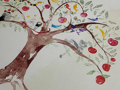 Quadro Gravura Antiga Árvore Da Vida Colorida E Assinada