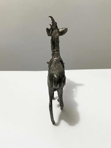 Escultura Antiga Alce Cervo Veado Rena Cor Prata