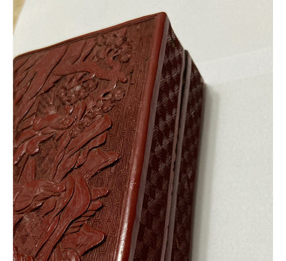 Caixa Antiga Porta Jóias Oriental Executada Em Laca Vermelha