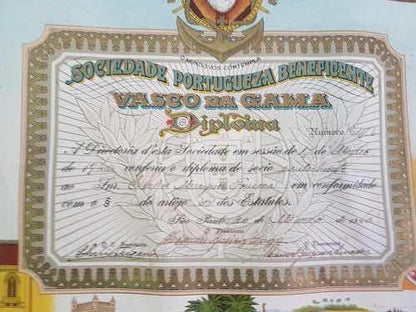 Diploma Antigo Sociedade Portuguesa Beneficente Copag