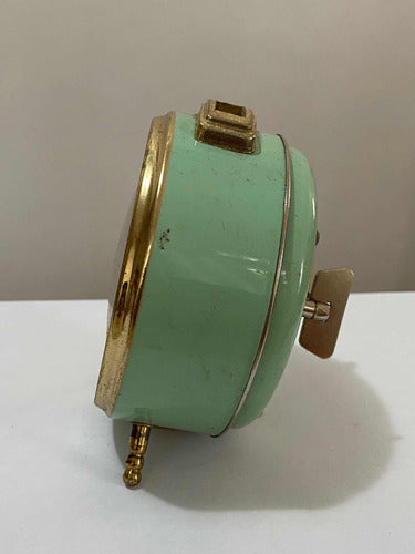 Relógio Despertador Antigo Kienzle Rubi Dourado E Verde