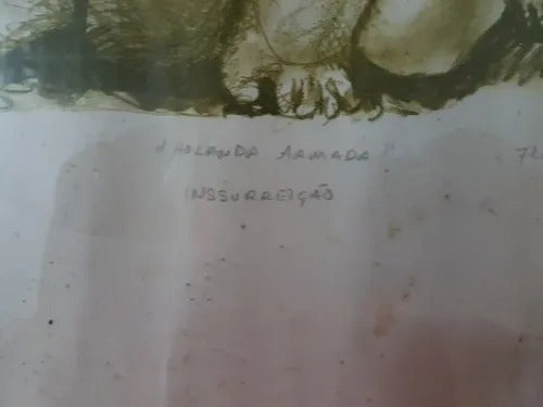 Antigo Quadro Gravura Assinado Flavio Gadelha 1979