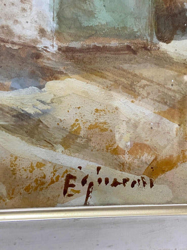 Quadro Antigo Pintura Vista Costa Italiana Assinado