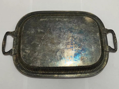 Bandeja Antiga De Metal Com Desenhos Cor Prata