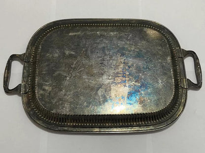 Bandeja Antiga De Metal Com Desenhos Cor Prata