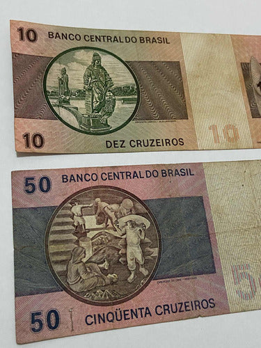 Cédulas Antigas Brasil 50 E 100 Cruzeiros Com Asterisco