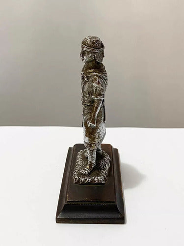 Escultura Antiga Gaucho Laçador Cor Prata