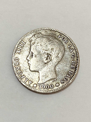 Moeda Antiga De Prata Espanha 1 Peseta 1900
