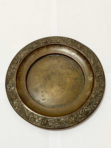 Prato Antigo De Bronze Francês Com Desenhos