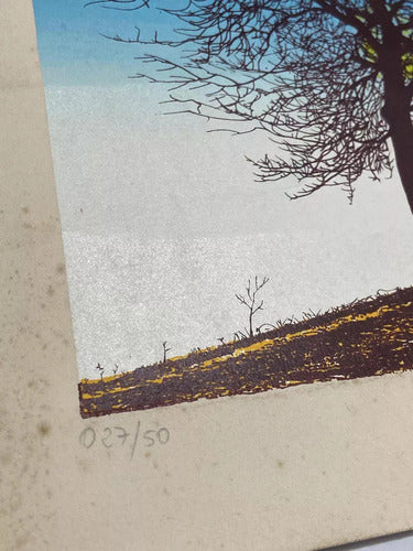 Quadro Gravura Antiga Arvore Assinada Claudio Dantas