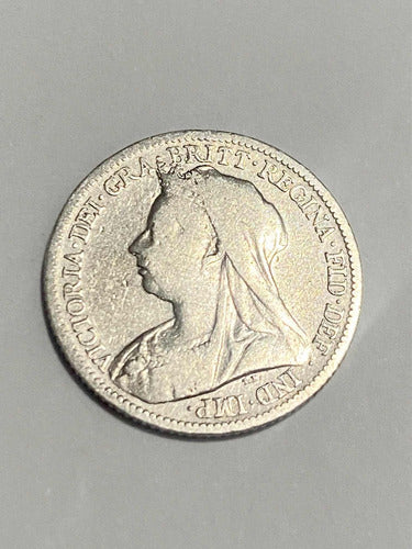 Antiga Moeda De Prata Reino Unido 1900 Six 6 Pence Victoria
