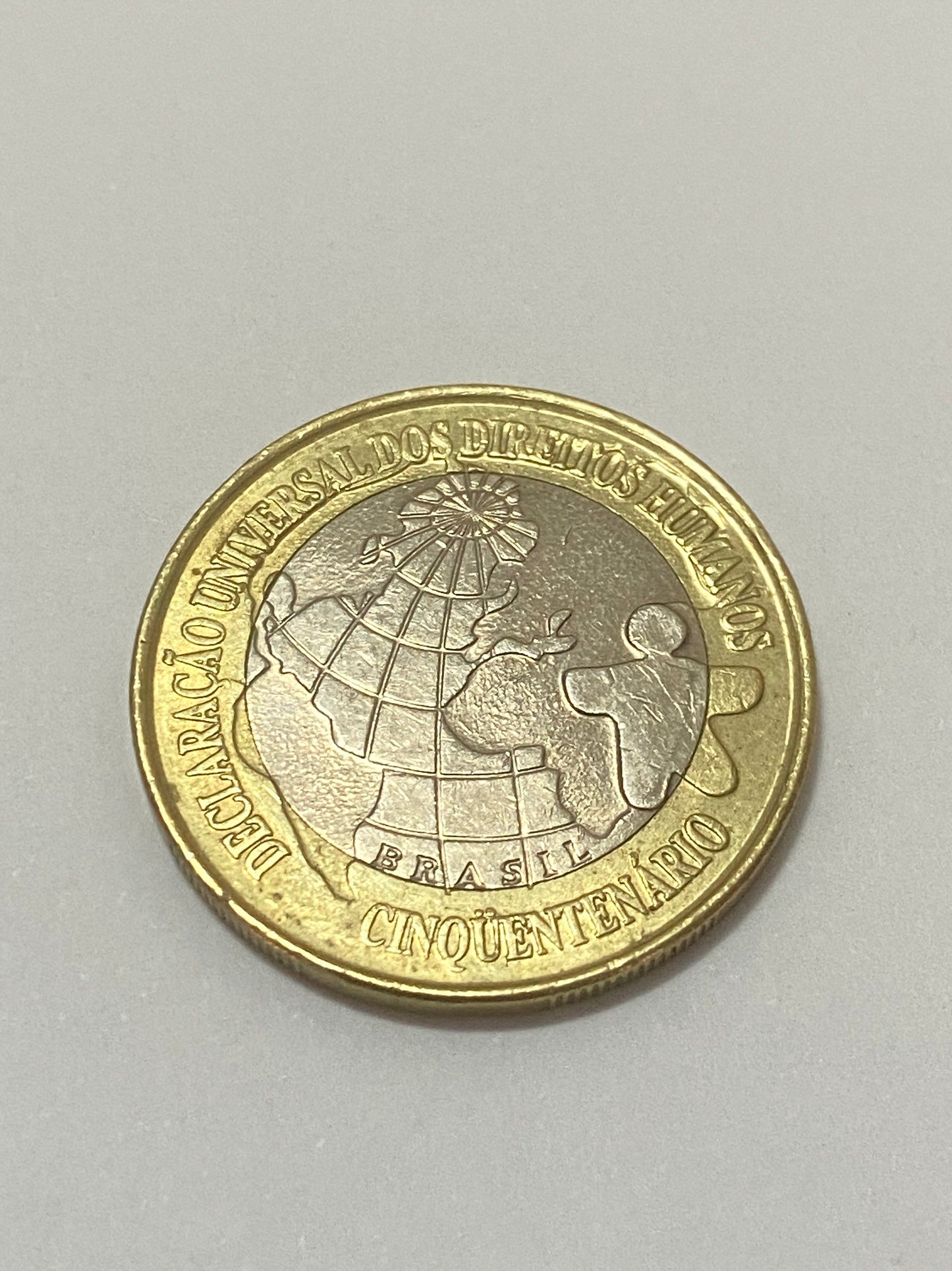 Moeda Brasil 1 real 1998 Direitos Humanos Bimetálico MBC