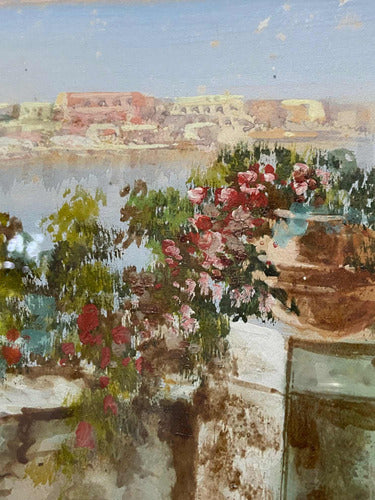 Quadro Antigo Pintura Vista Costa Italiana Assinado