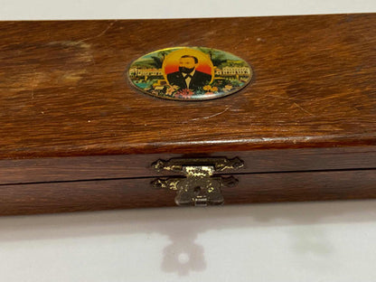 Antiga Caixa De Madeira Charuto Com Imagen Dannemann Mata Fina